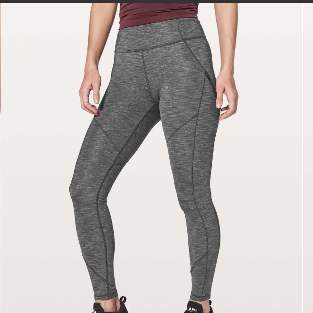 Lululemon Rain-On Train-On Tight Heathered Black